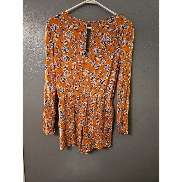 Aeropostle Blouse/shorts One Piece orange Floral Size Small Long Sleeve (A4)‎ - Picture 5 of 10